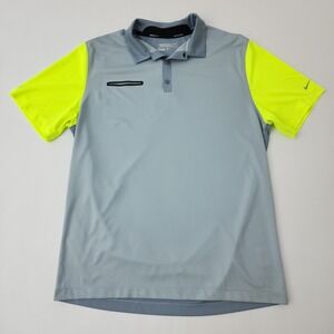 Nike Golf Tour Performance Dri-FIT Polo Shirt Mens XL Gray Neon Yellow Short Slv